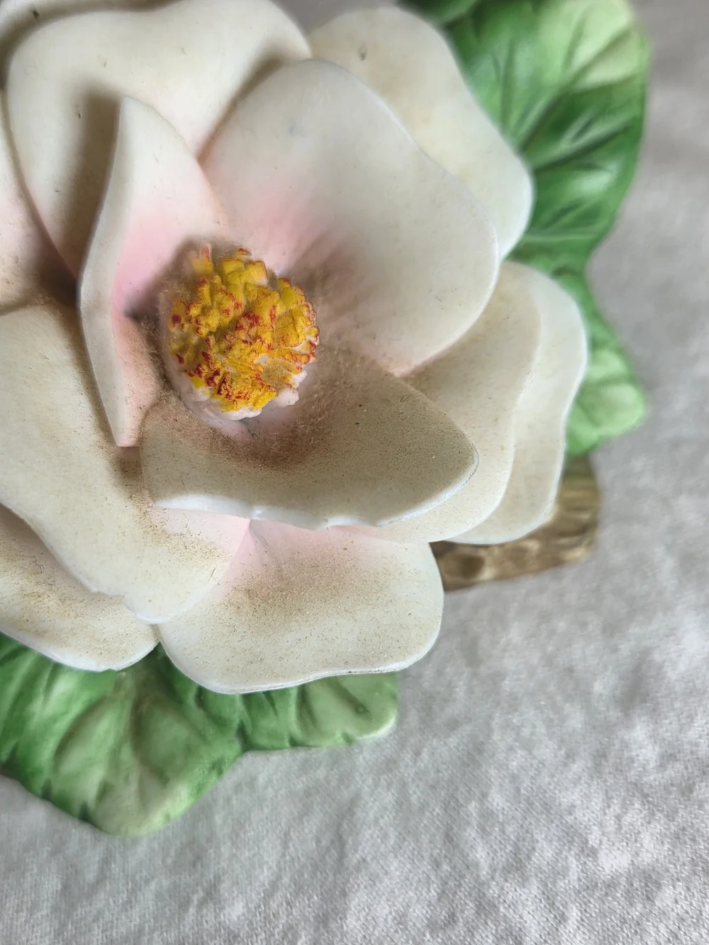 Porcelain Floral Bird Figurine - Green Hummingbird Decorative Accent